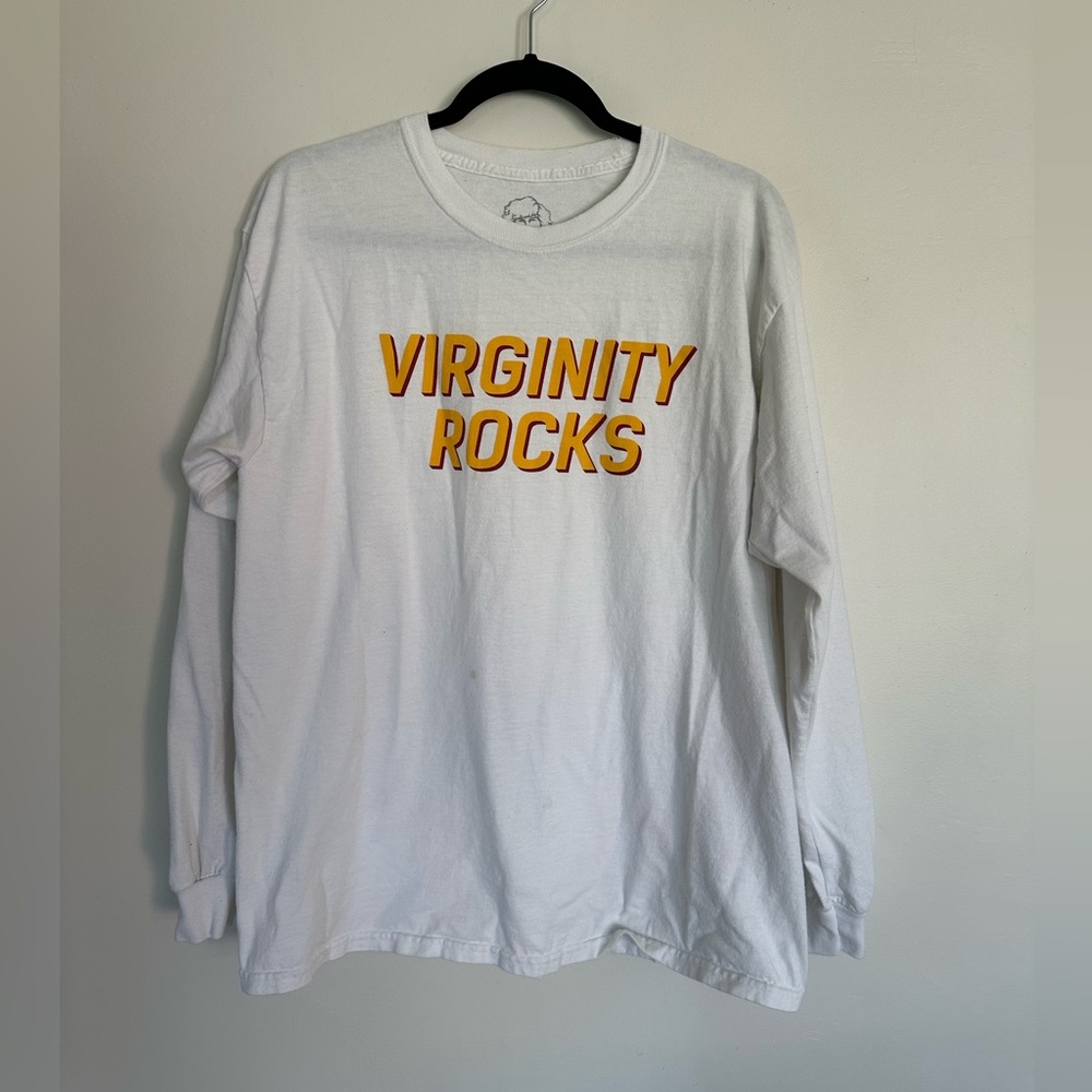 Virginity Rocks Long Sleeve T-Shirt White Size L